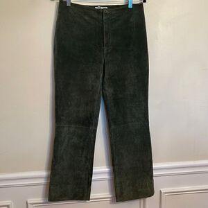 Live A Little Green Suede Leather Ankle Pants